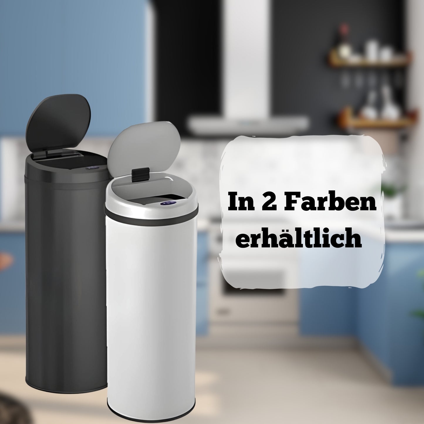 DIVID® Sensor Mülleimer Küche 30L, 40L & 50L | Elektrischer Abfallbehälter | Müllbeutel Klemmring | Bewegungserkennung | Automatisch schließender Deckel | Auslaufschutz | Küchenmülleimer
