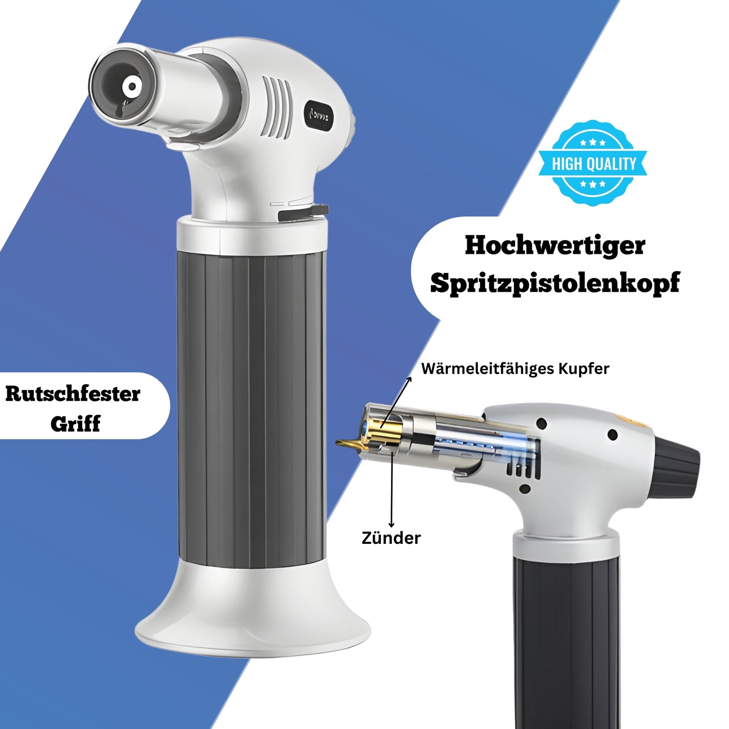 DIVID® Bunsenbrenner| Küchenbrenner| Flambierbrenner für Dessert| Créme Brulee brenner| Lötbrenner mit Sicherheitsschloss| Küche,Camping,Outdoor