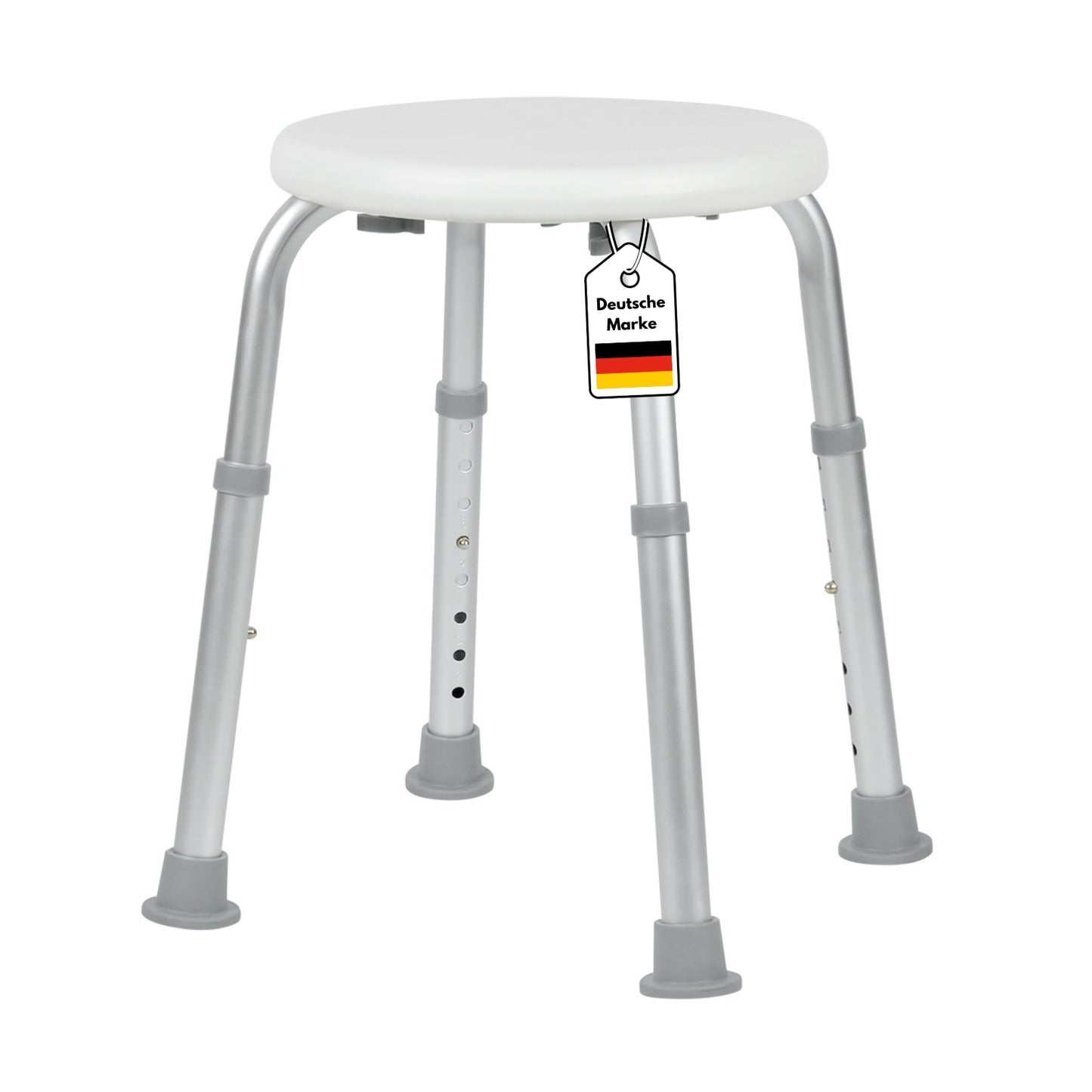 DIVID® Duschhocker DH 001 (S), Duschstuhl, Belastbar 120kg, rutschfeste Gummifüße, Höhenverstellbar, Badhocker mit sicherem Halt, Duschhilfe für Senioren, Duschsitz