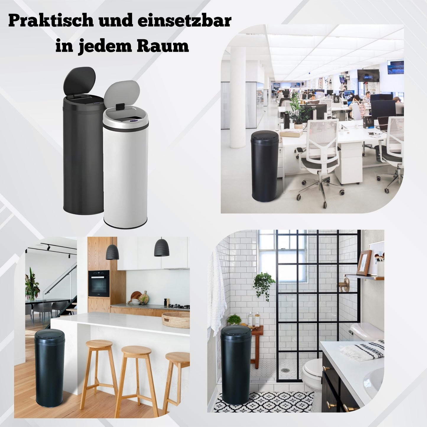 DIVID® Sensor Mülleimer Küche 30L, 40L & 50L | Elektrischer Abfallbehälter | Müllbeutel Klemmring | Bewegungserkennung | Automatisch schließender Deckel | Auslaufschutz | Küchenmülleimer