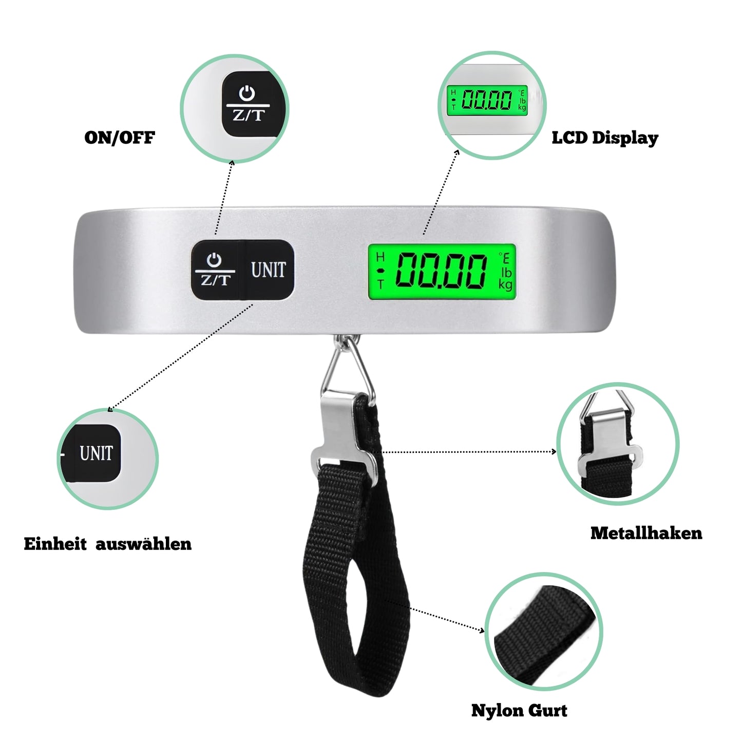 DIVID® Digitale Kofferwaage 2 | Digitale Messwaage | Gepäckwaage mit Haken bis zu 50Kg/110Lbs | Hängewaage | Angeln und Reisen | Travelscale