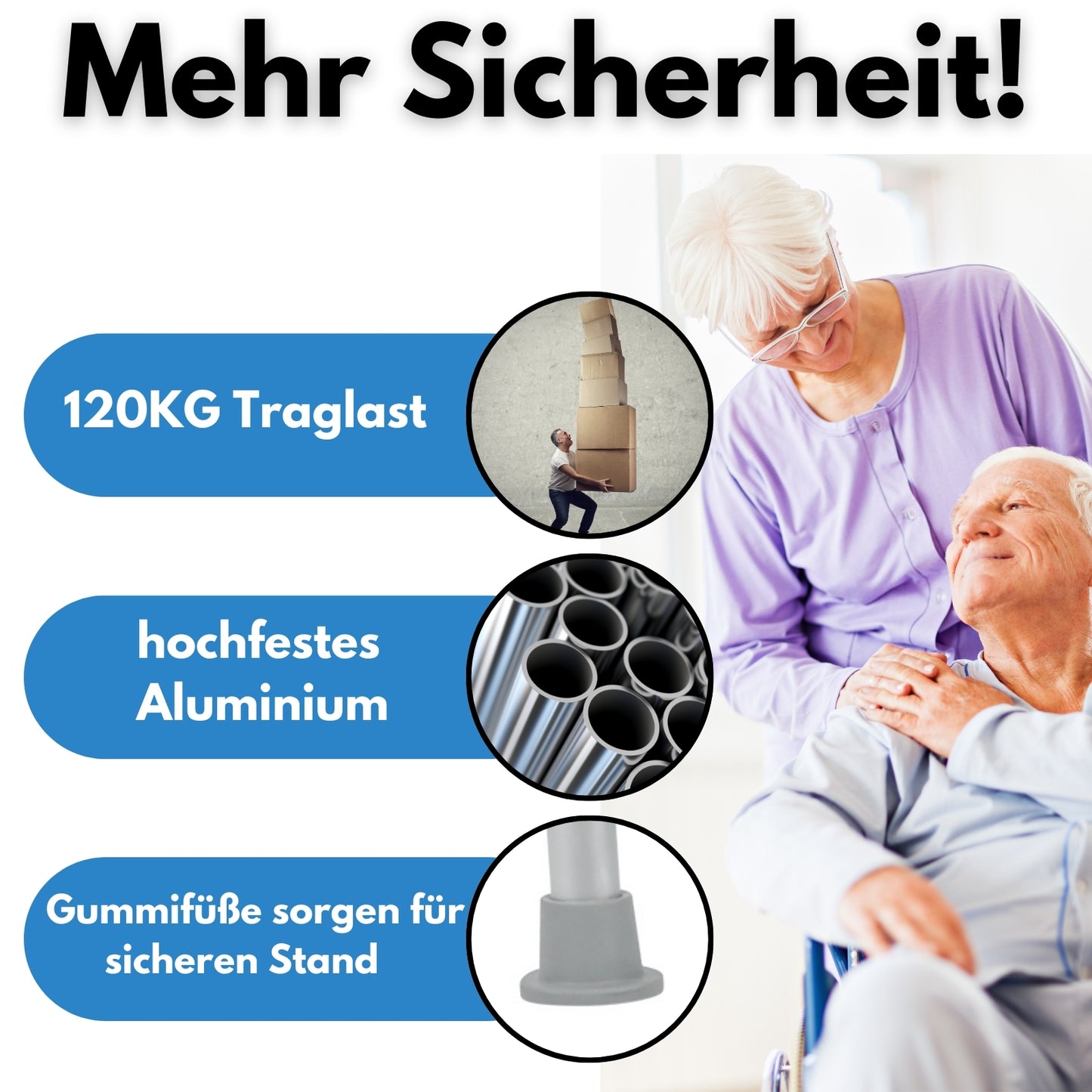DIVID® Duschhocker DH 001 (S), Duschstuhl, Belastbar 120kg, rutschfeste Gummifüße, Höhenverstellbar, Badhocker mit sicherem Halt, Duschhilfe für Senioren, Duschsitz