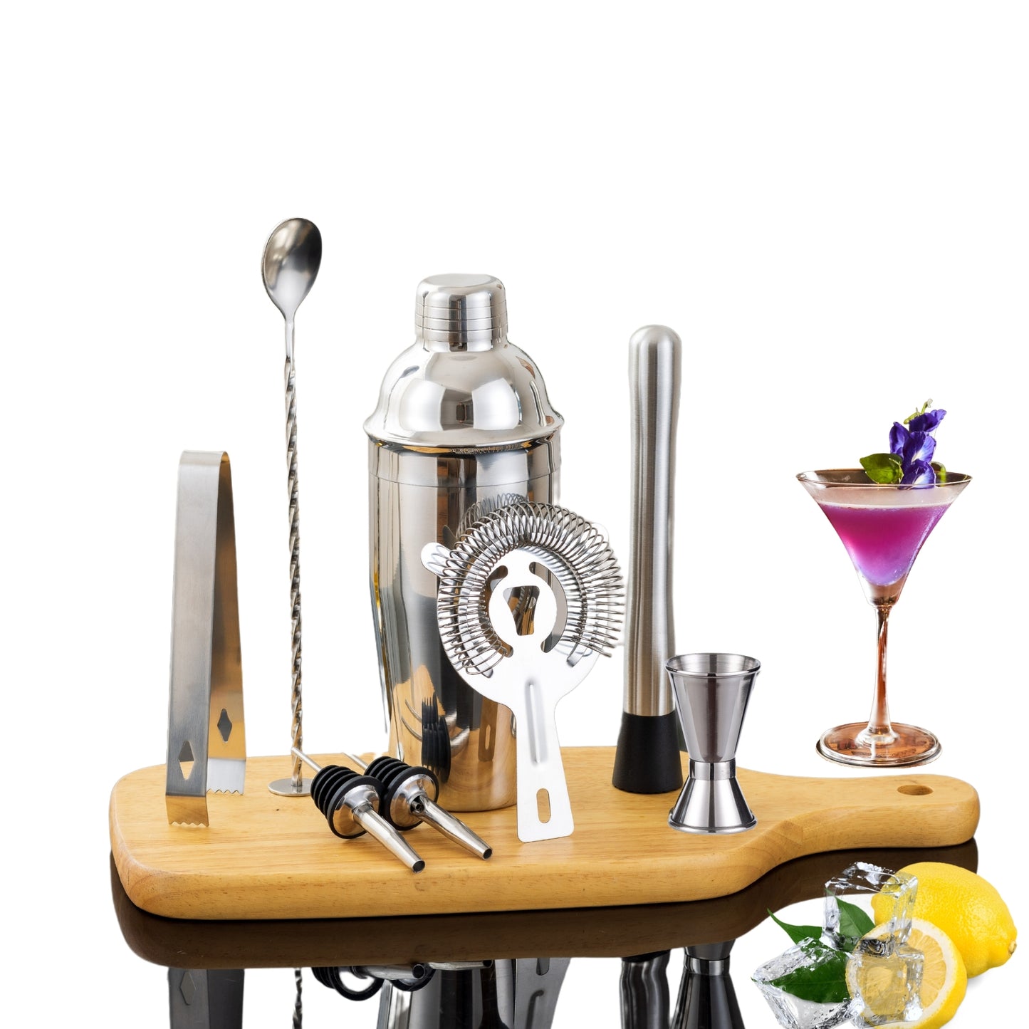DIVID® Cocktail Set 8 Teilig| Shaker inkl Zubehör| Premium Barkeeper Set für Zuhause| Bar| Party| 750ml Shaker