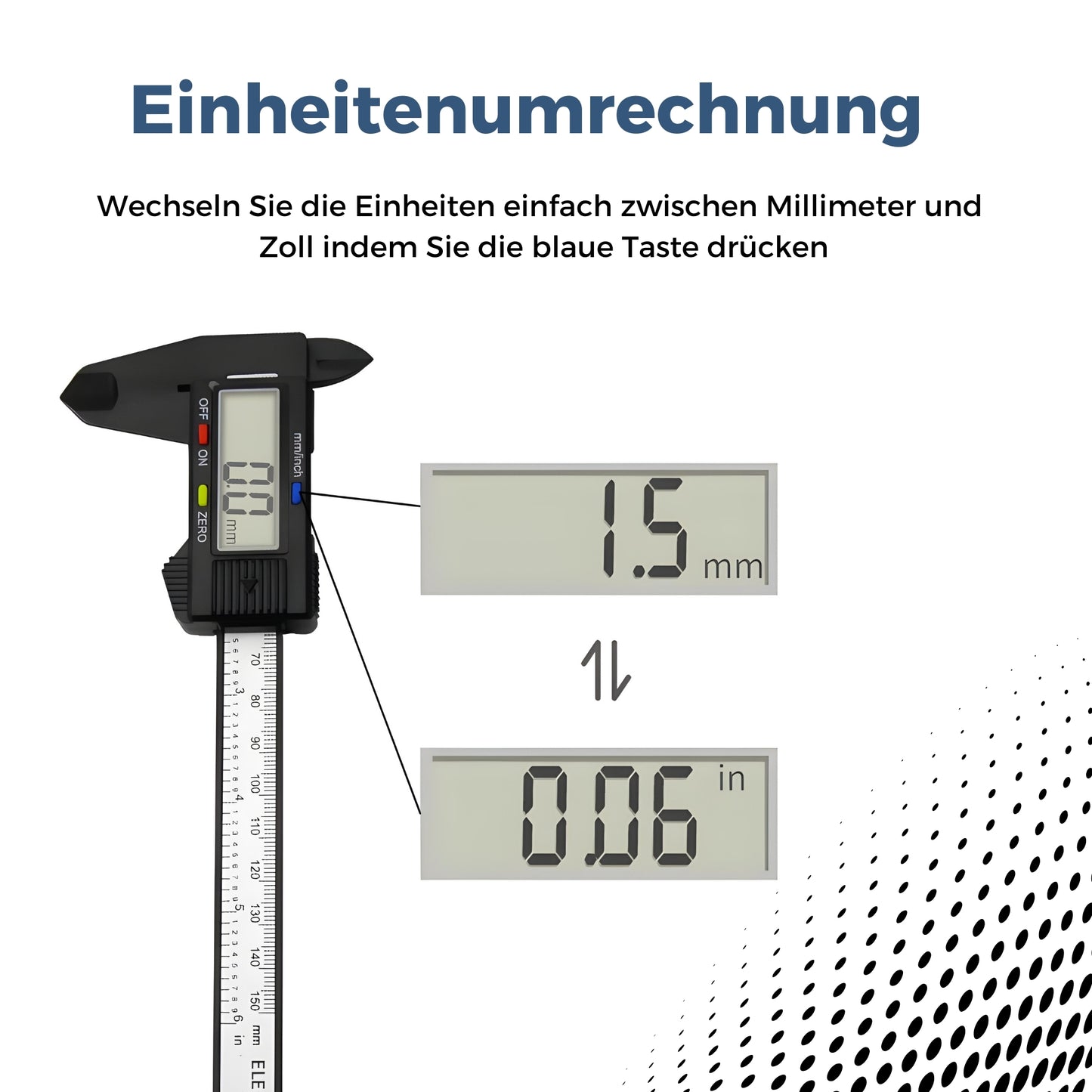 DIVID® Digitale Messschieber| 150mm/6'' Digital mit LCD Display und Batterie| professioneller messer für Innen,Außen,Tiefen und Schrittmessung|Kohlefaser schieblehre