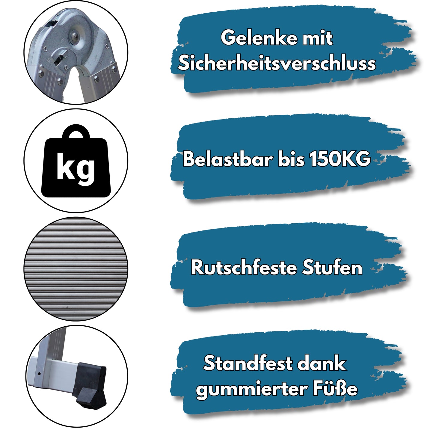DIVID® Aluleiter 3,6 Meter & 4,7 Meter | Leiter klappbar | Gelenkleiter | Multifunktionsleiter belastbar bis 150Kg | Mehrzweckleiter | Klappleiter | Stehleiter ausziehbar | Teleskopleiter