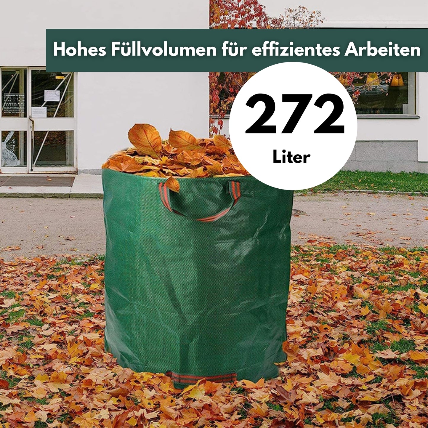 DIVID® Gartensäcke mit Trageschlaufen |Gartensack 3x 272L Set Laubsack Gartenabfallsack - Selbststehend 4 Griffe Stabil Robust & Faltbar - Rasenschnitt für Gartenabfälle Grünschnitt Laubabfall