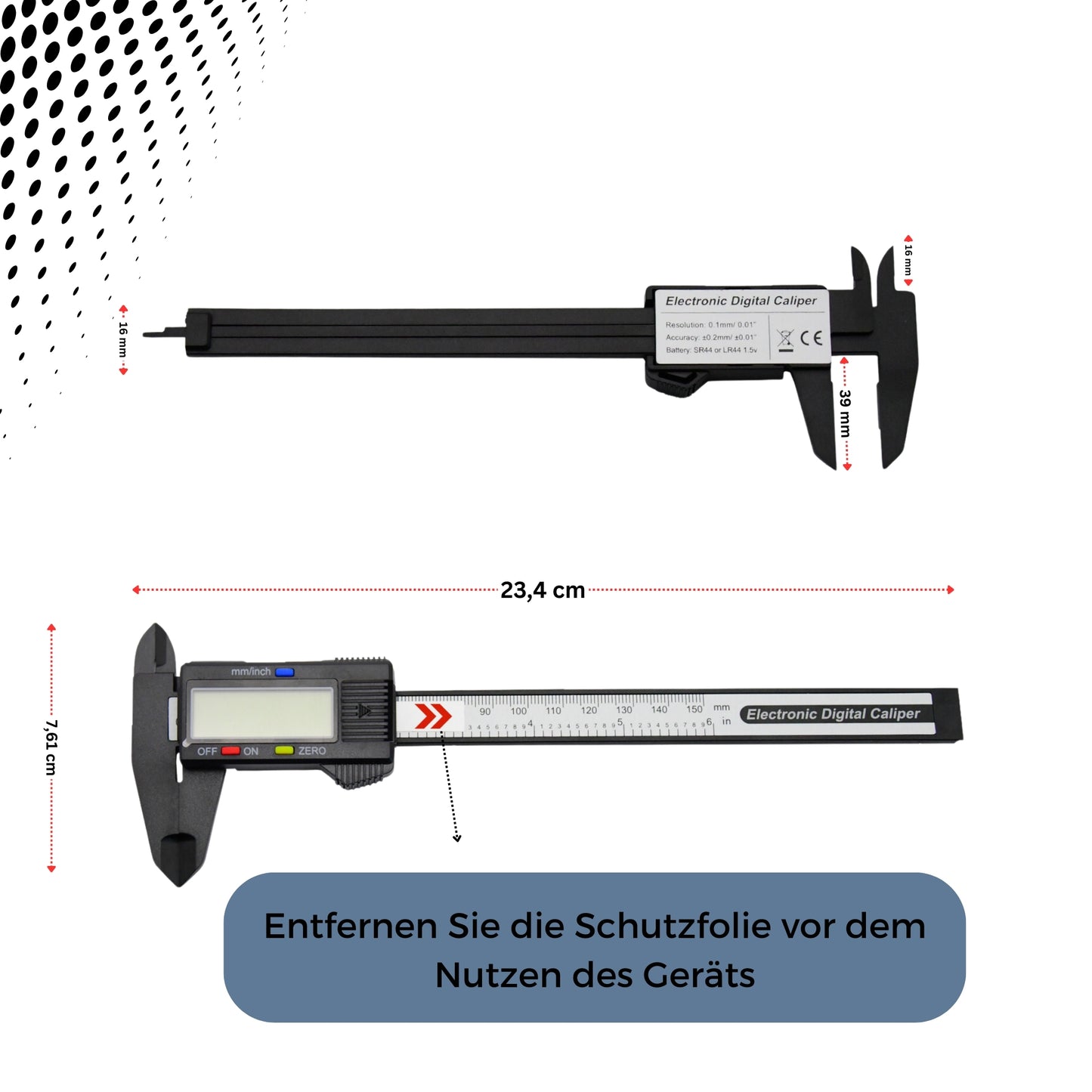 DIVID® Digitale Messschieber| 150mm/6'' Digital mit LCD Display und Batterie| professioneller messer für Innen,Außen,Tiefen und Schrittmessung|Kohlefaser schieblehre