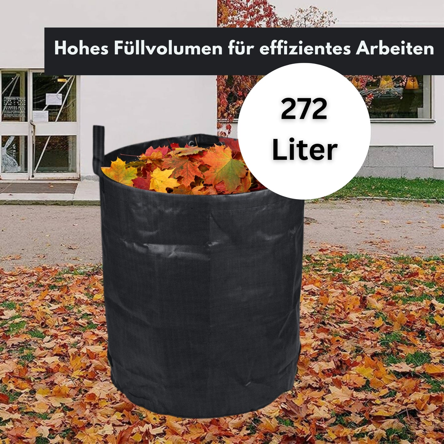 DIVID® Gartensäcke mit Trageschlaufen |Gartensack 3x 272L Set Laubsack Gartenabfallsack - Selbststehend 4 Griffe Stabil Robust & Faltbar - Rasenschnitt für Gartenabfälle Grünschnitt Laubabfall