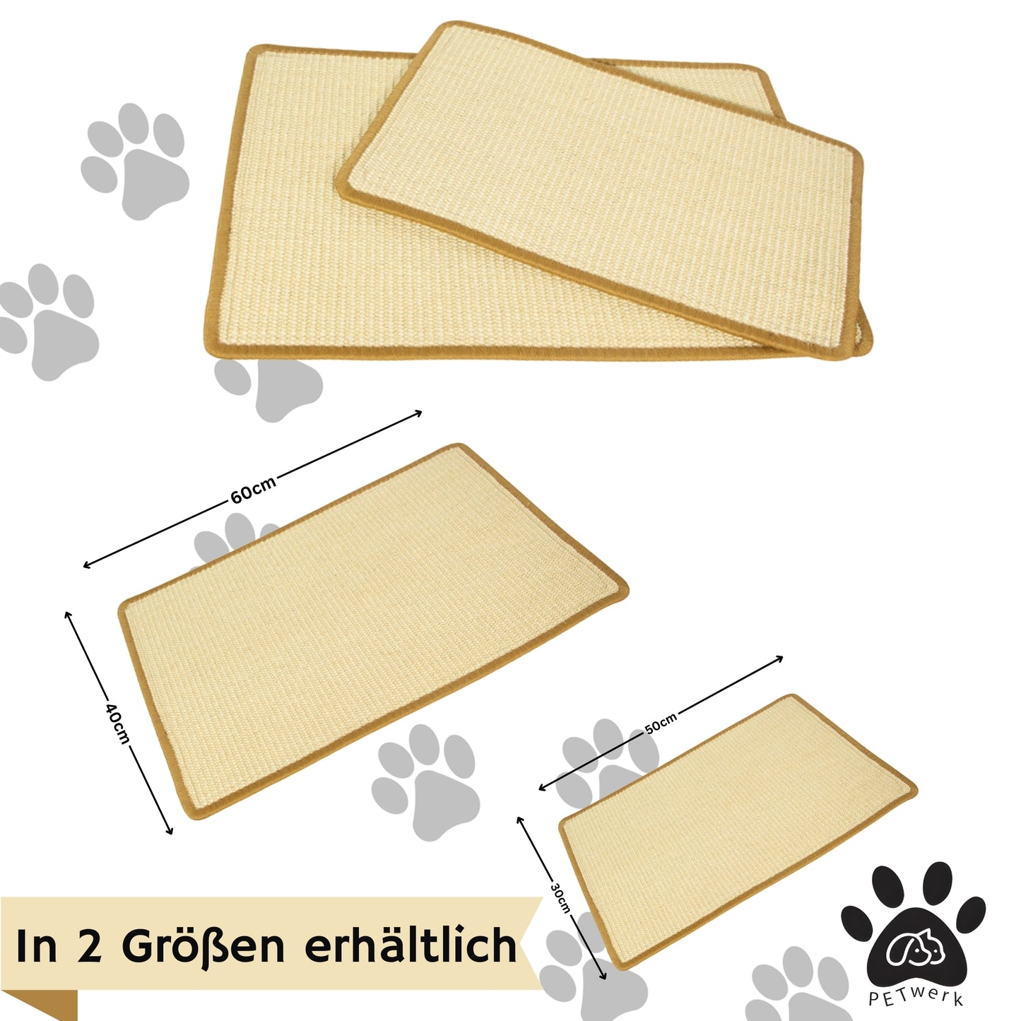 PETWERK® Kratzmatte | Katzen Vorleger| Kratzteppich| Sisal Kratzmatte| Katzenmöbel| Krallenpflege