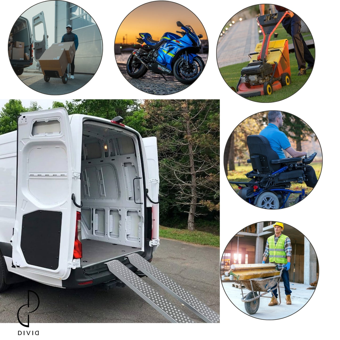 DIVID® 2X Auffahrrahrrampe| Laderampe| Verladeschienen| Verzinkter/Galvanisierter Stahl | Anti Rutsch| 200Kg je Schiene| Max 400Kg je Set| Mottorrad Auto Quad ATV