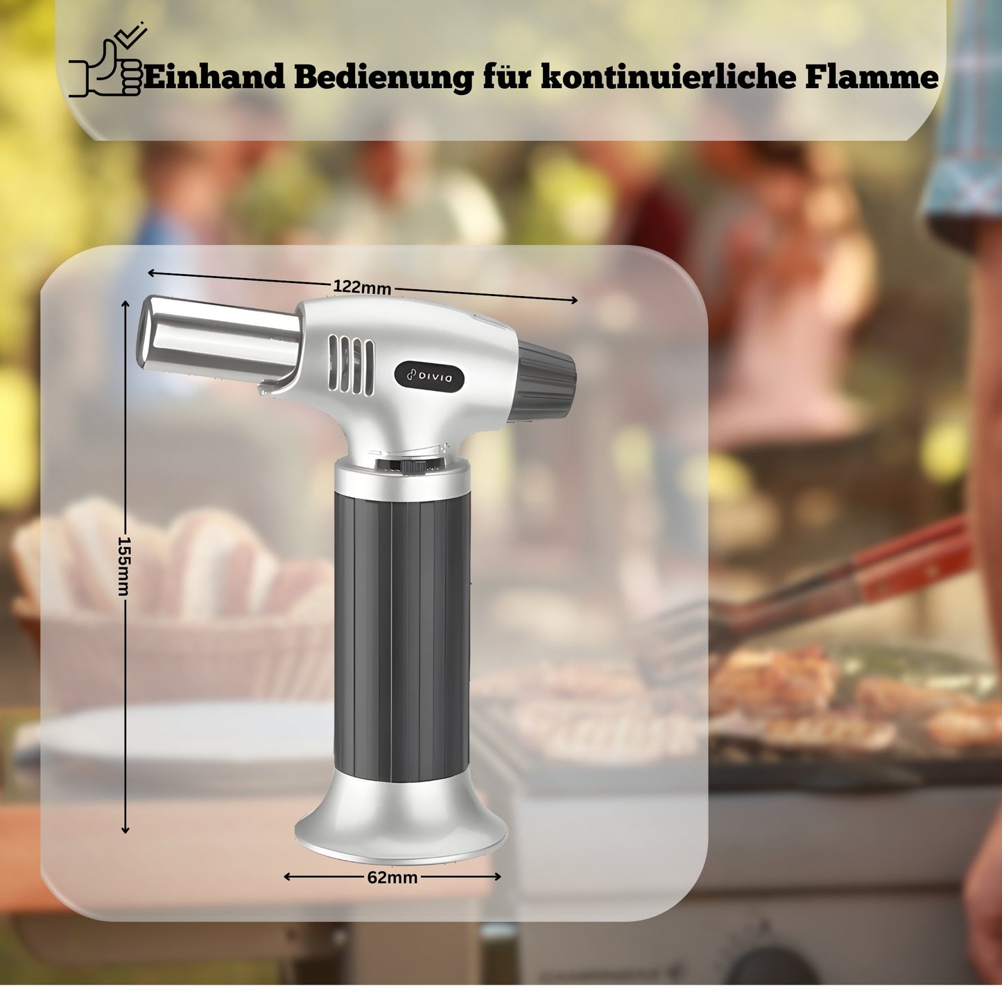 DIVID® Bunsenbrenner| Küchenbrenner| Flambierbrenner für Dessert| Créme Brulee brenner| Lötbrenner mit Sicherheitsschloss| Küche,Camping,Outdoor