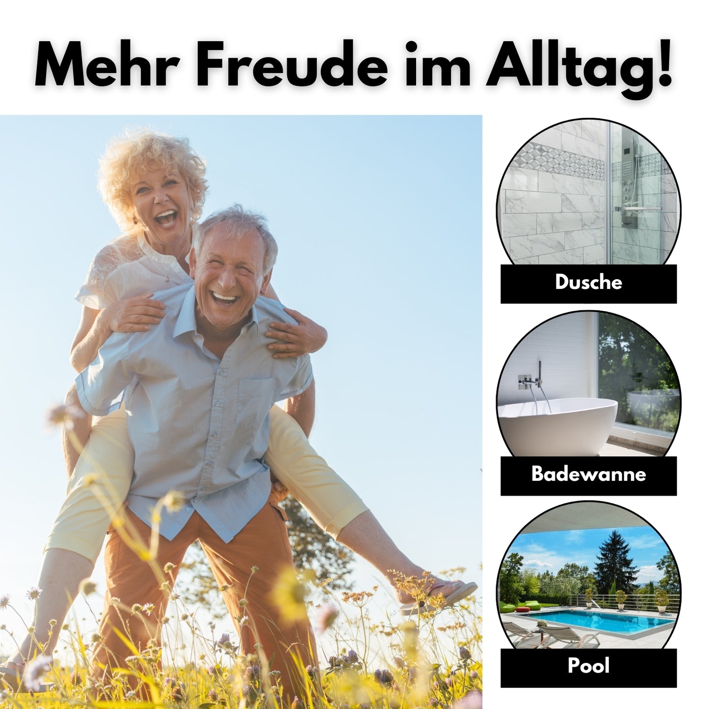 DIVID® Duschhocker DH 001 (S), Duschstuhl, Belastbar 120kg, rutschfeste Gummifüße, Höhenverstellbar, Badhocker mit sicherem Halt, Duschhilfe für Senioren, Duschsitz