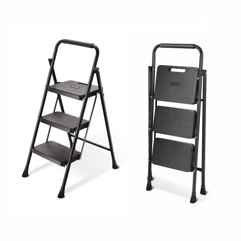 DIVID® 3 Stufen Trittleiter klappbar | Klapptritt faltbar | bis zu 150KG | Haushaltsleiter | kleine Leiter als Stehleiter | Klappleiter | Trittleiter | Aluleiter mit Anti-Rutsch | Tragegriff