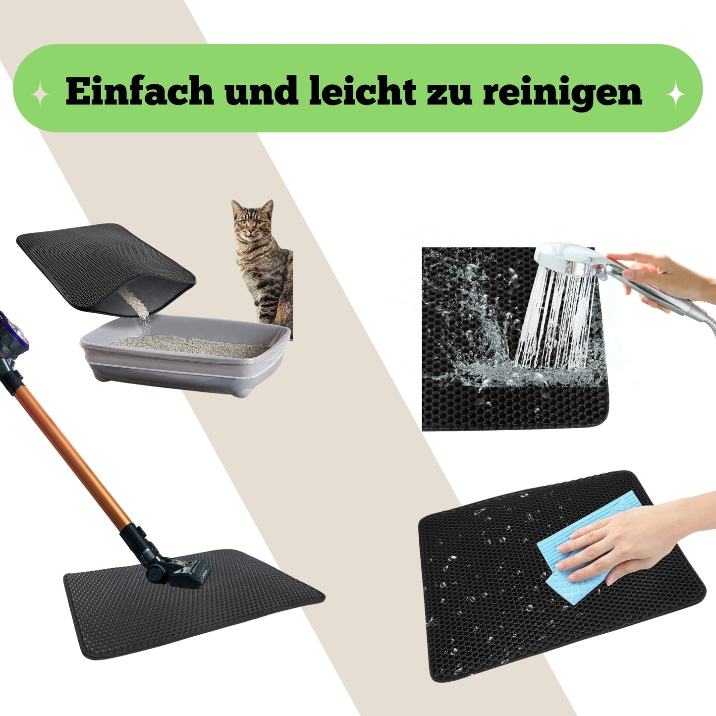 PETWERK® Katzenklo Matte| Katzenklo Vorleger 60x40 | Katzenmatte| Unterleger im Wabendesign| Wasserdicht|