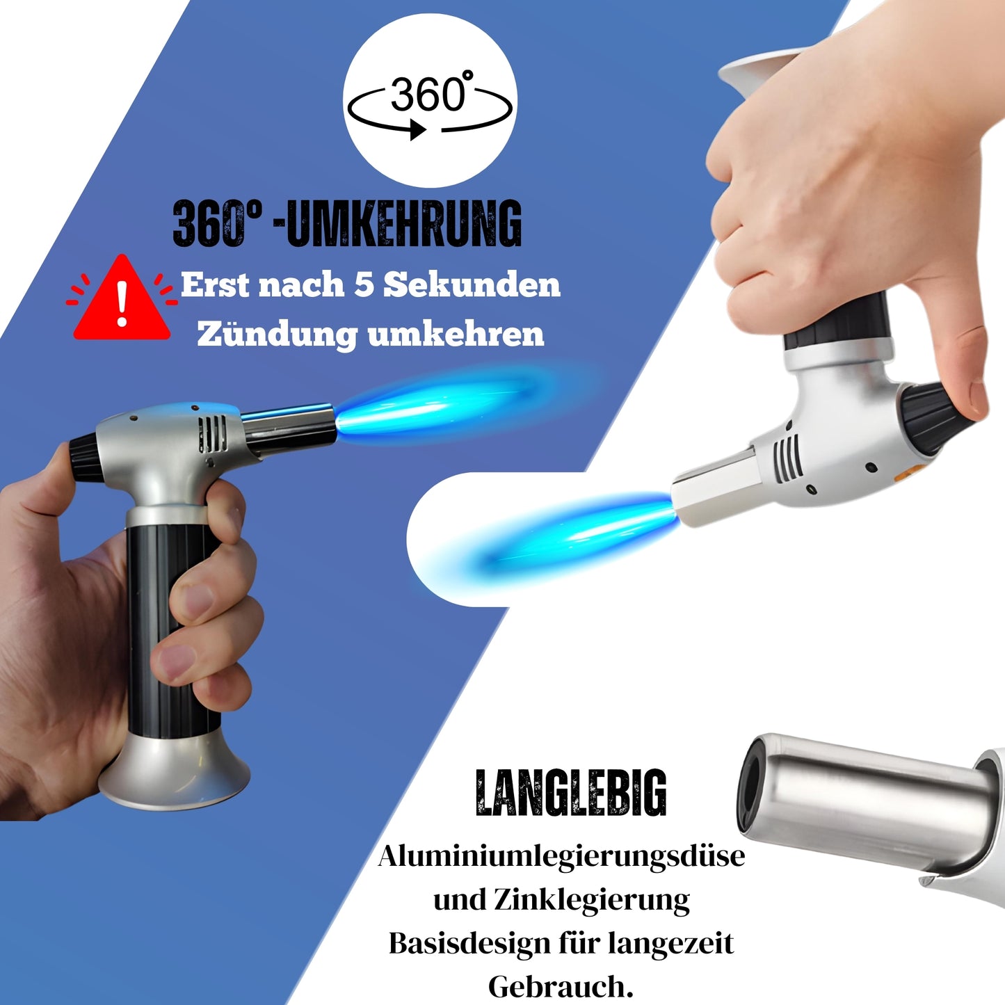 DIVID® Bunsenbrenner| Küchenbrenner| Flambierbrenner für Dessert| Créme Brulee brenner| Lötbrenner mit Sicherheitsschloss| Küche,Camping,Outdoor