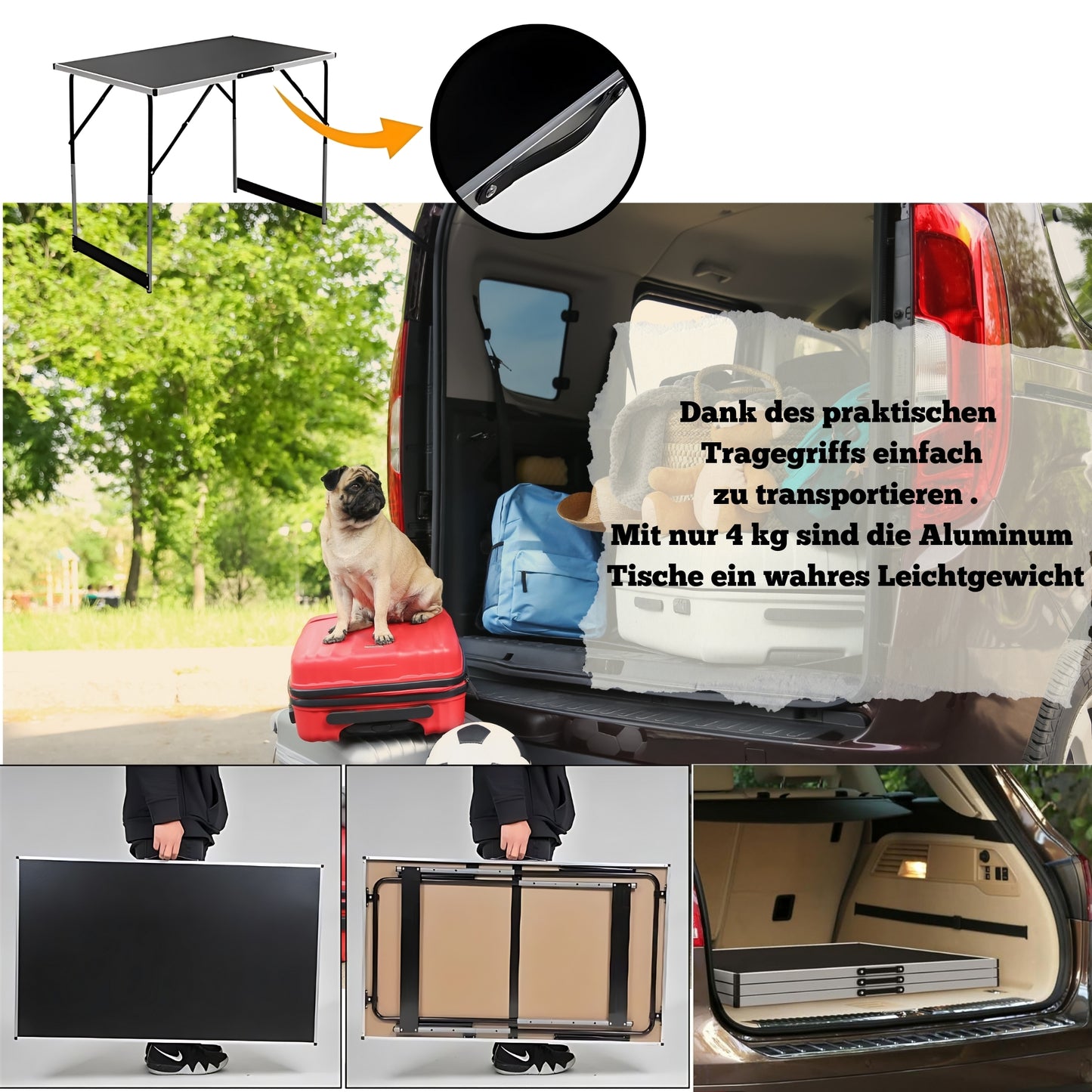 DIVID® Multifunktionstische, 100x60cm, Tapeziertisch 30 kg Tragkraft je Tisch, Klapptisch, Campingtisch, Flohmarkttisch, Beistelltisch, Mehrzwecktisch, Höhenverstellbar, Mahlertisch
