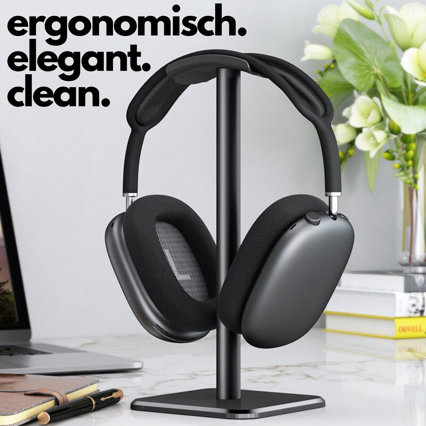 DIVID® Kopfhörer Stand Rund | Gaming Kopfhörer Ständer | Over Ear Kopfhörer Stand| Gewichteter Standfuß| Headset Halterung