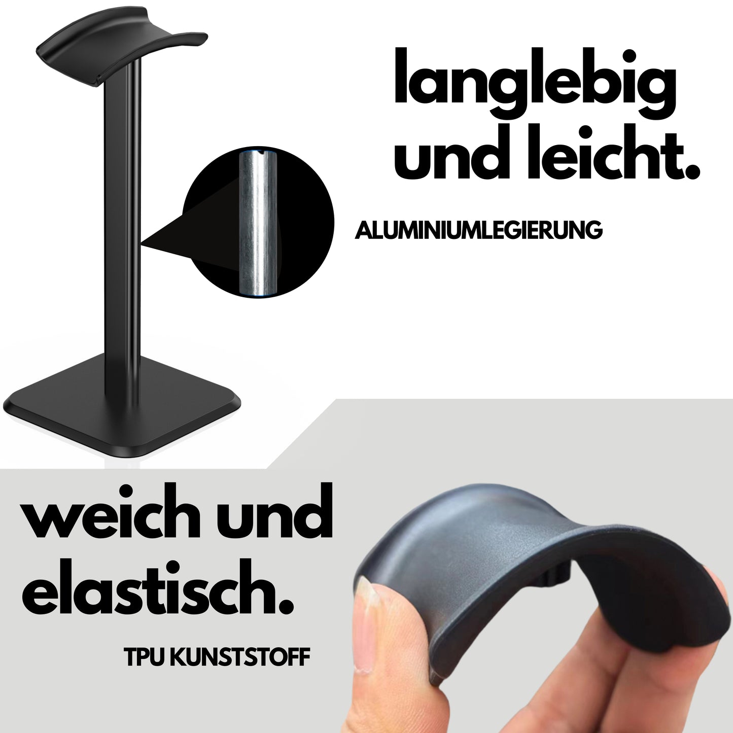 DIVID® Kopfhörer Stand Flach | Gaming Kopfhörer Ständer | Over Ear Kopfhörer Stand| Gewichteter Standfuß| Headset Halterung (Kopie)
