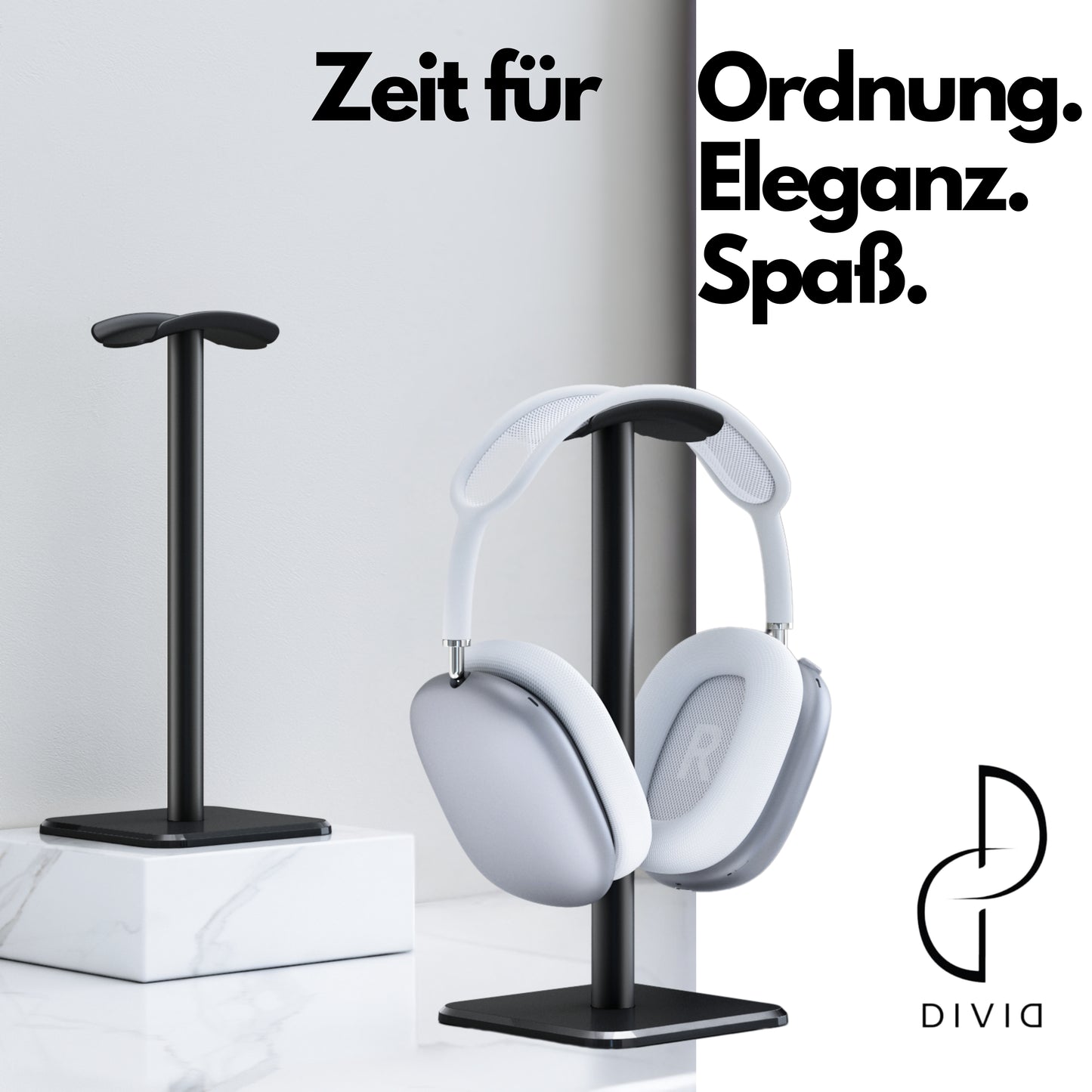 DIVID® Kopfhörer Stand Rund | Gaming Kopfhörer Ständer | Over Ear Kopfhörer Stand| Gewichteter Standfuß| Headset Halterung
