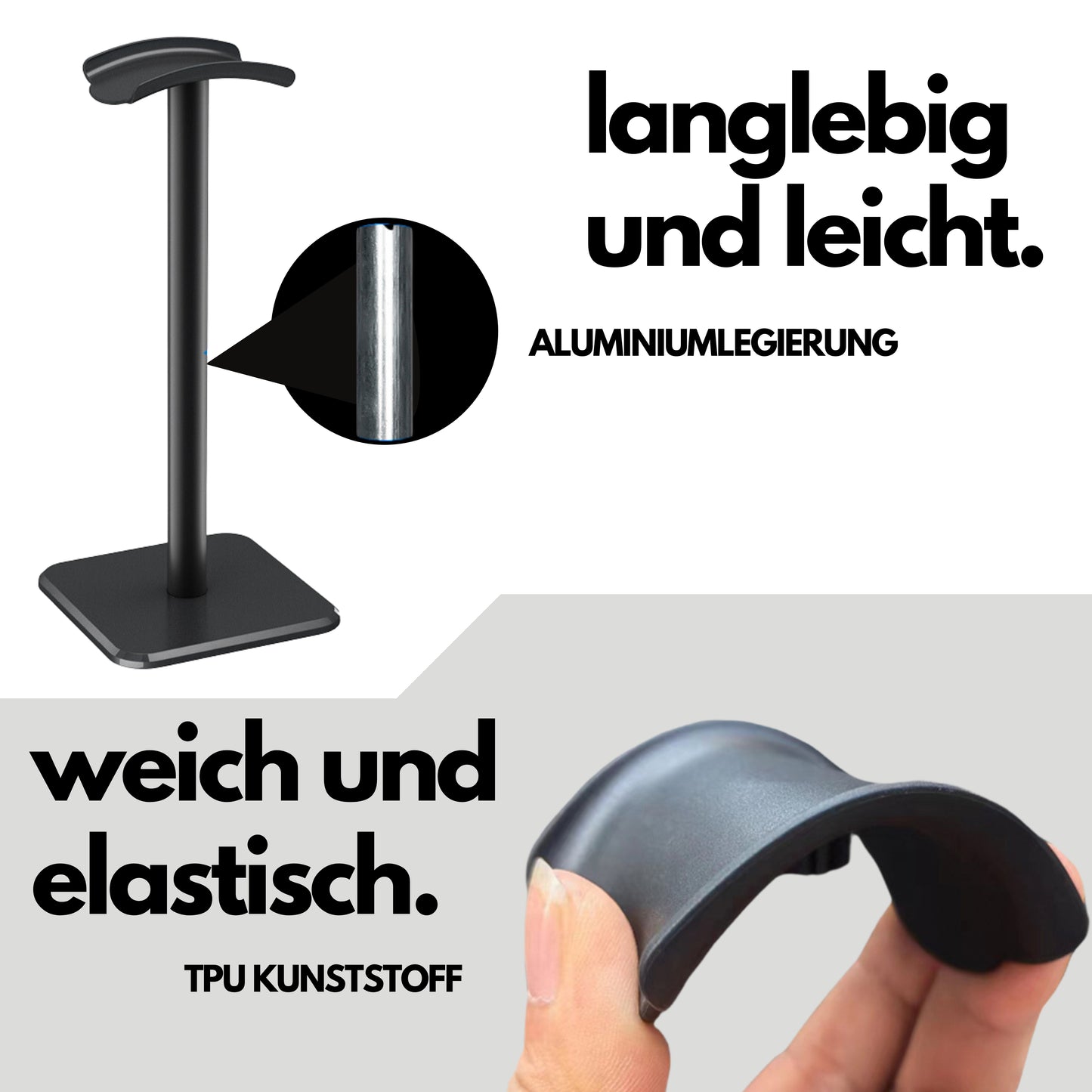 DIVID® Kopfhörer Stand Rund | Gaming Kopfhörer Ständer | Over Ear Kopfhörer Stand| Gewichteter Standfuß| Headset Halterung