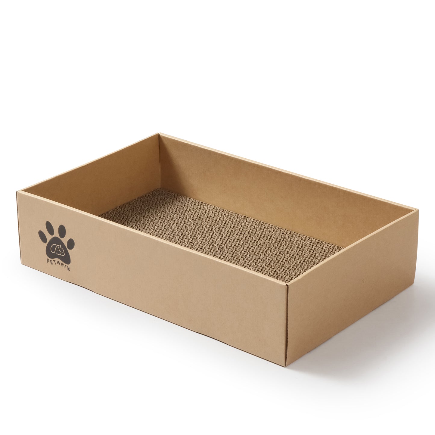 PETWERK® Katzenkratzpappe PANDOR Box mit 5 Kratzbrettern - Doppelseitige Kratzpappe für Katzen - Kratzbrett Katze zur Krallenpflege - Kratzbox - Kratz Karton - 28L x 10,5B x 44H cm