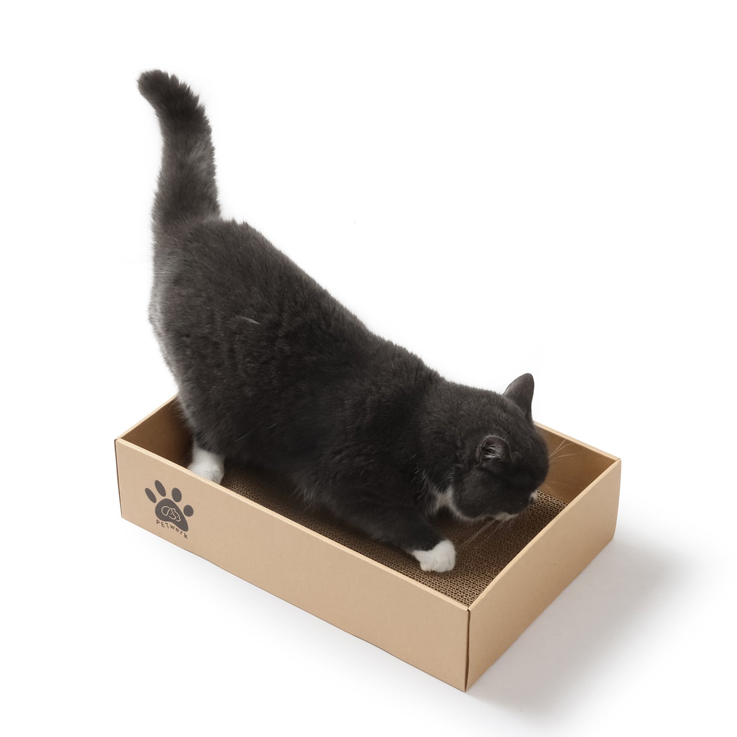 PETWERK® Katzenkratzpappe PANDOR Box mit 5 Kratzbrettern - Doppelseitige Kratzpappe für Katzen - Kratzbrett Katze zur Krallenpflege - Kratzbox - Kratz Karton - 28L x 10,5B x 44H cm