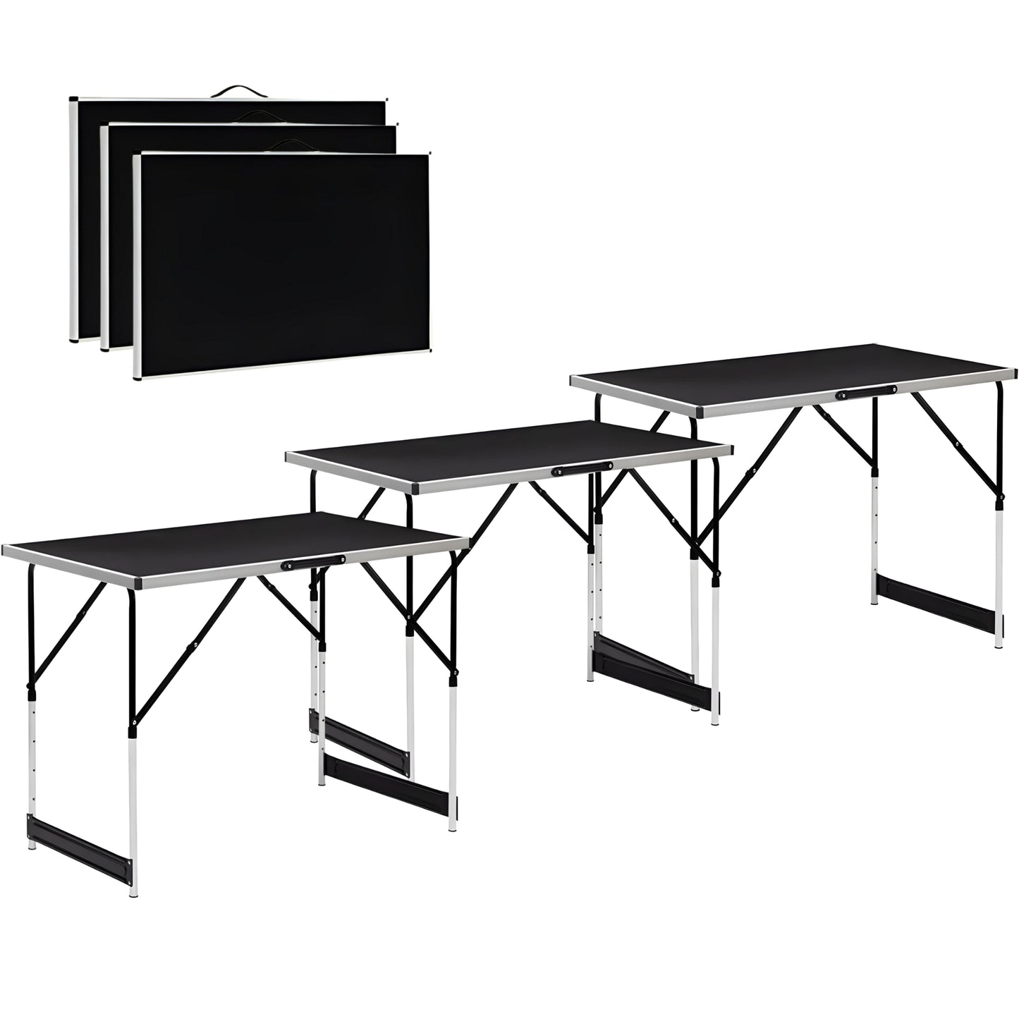 DIVID® Multifunktionstische, 100x60cm, Tapeziertisch 30 kg Tragkraft je Tisch, Klapptisch, Campingtisch, Flohmarkttisch, Beistelltisch, Mehrzwecktisch, Höhenverstellbar, Mahlertisch