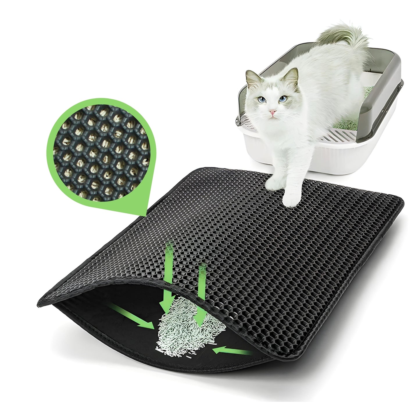 PETWERK® Katzenklo Matte| Katzenklo Vorleger 60x40 | Katzenmatte| Unterleger im Wabendesign| Wasserdicht|