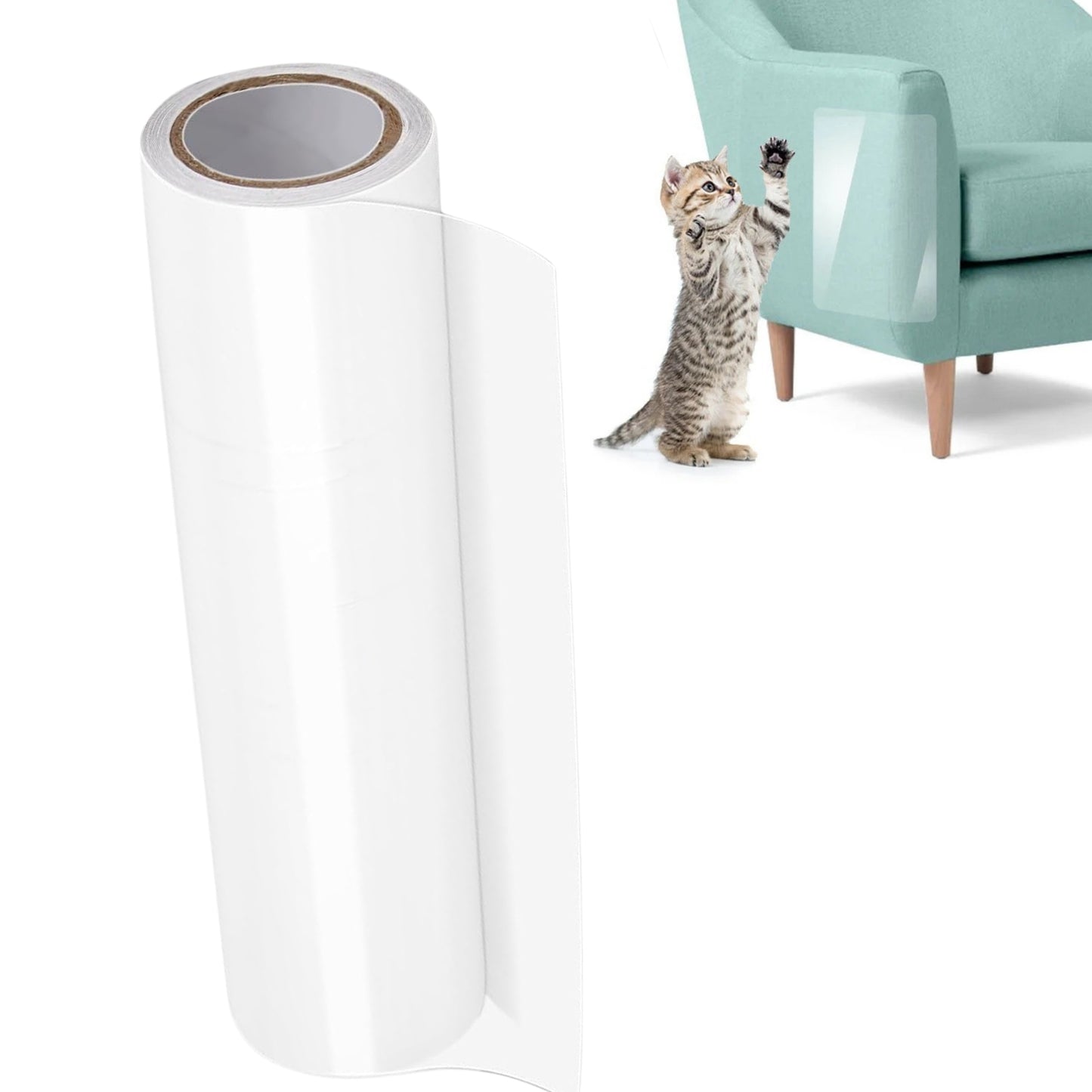 PETWERK® Katzenkratzfolie|Selbstklebende Folie zum Schutz der Möben und Wände| Kratzfolie|Spritzschutz|Wandschutz|Transparent
