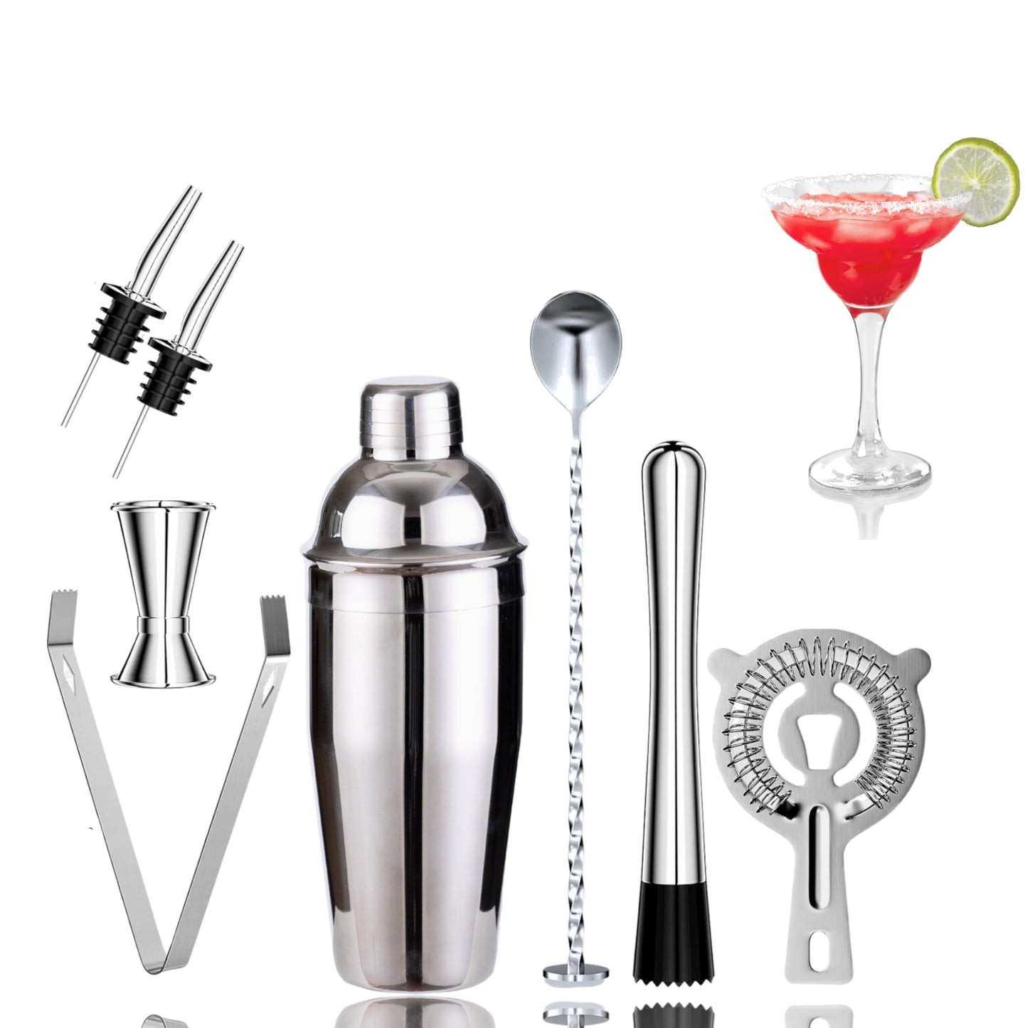 DIVID® Cocktail Set 8 Teilig| Shaker inkl Zubehör| Premium Barkeeper Set für Zuhause| Bar| Party| 750ml Shaker