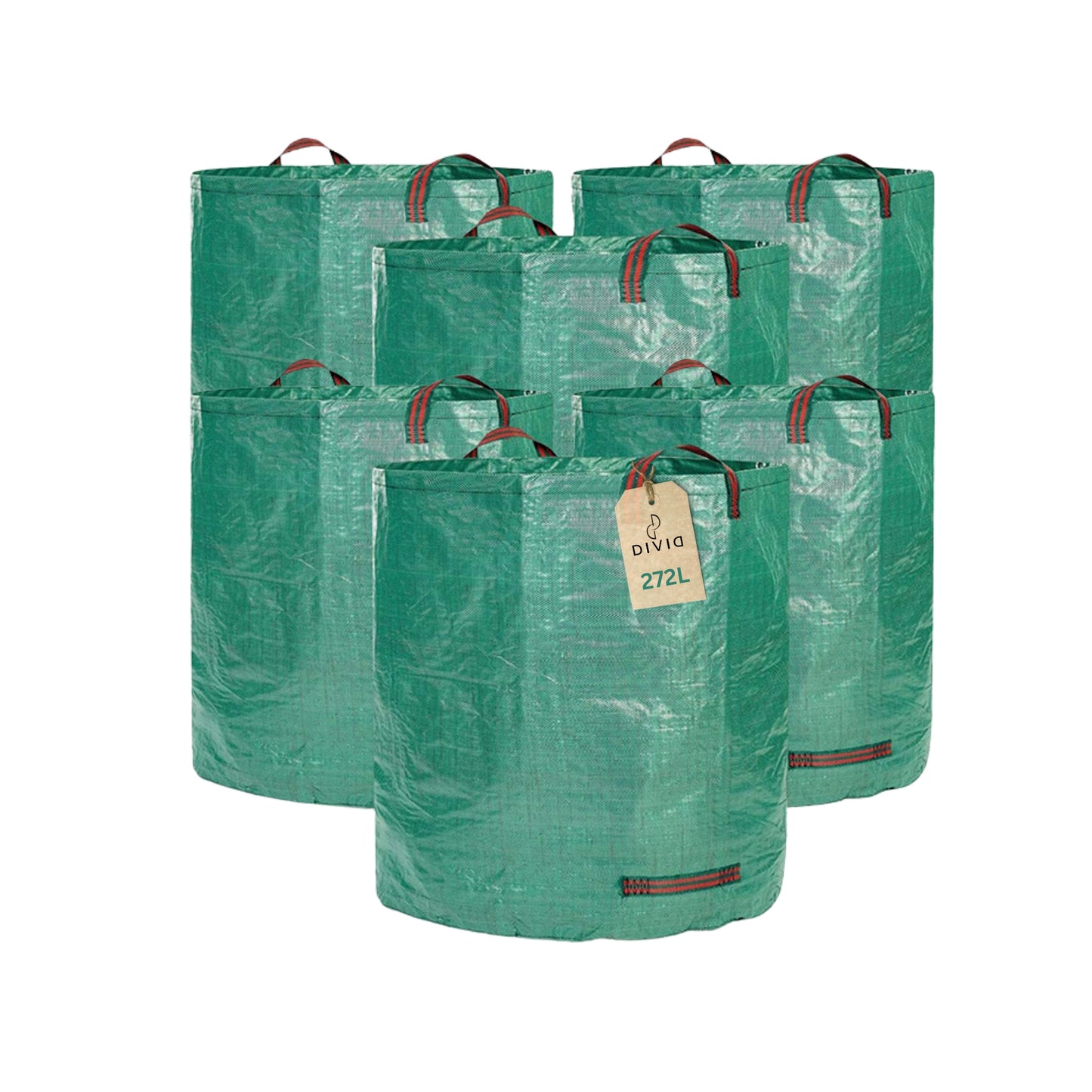 DIVID® Gartensäcke mit Trageschlaufen |Gartensack 3x 272L Set Laubsack Gartenabfallsack - Selbststehend 4 Griffe Stabil Robust & Faltbar - Rasenschnitt für Gartenabfälle Grünschnitt Laubabfall
