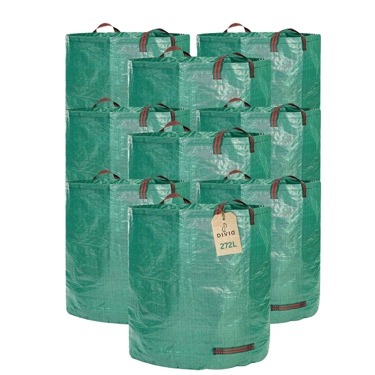 DIVID® Gartensäcke mit Trageschlaufen |Gartensack 3x 272L Set Laubsack Gartenabfallsack - Selbststehend 4 Griffe Stabil Robust & Faltbar - Rasenschnitt für Gartenabfälle Grünschnitt Laubabfall